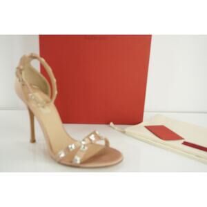 Valentino Garavani Rockstud Glam Poudre Satin City Sandal SZ 38.5 New $1295 Nude